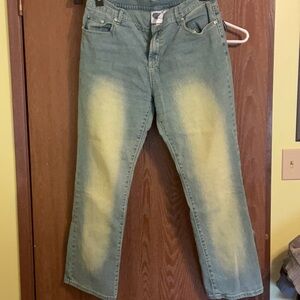 Ladies jeans by DG2 green with embellishments on back pockets